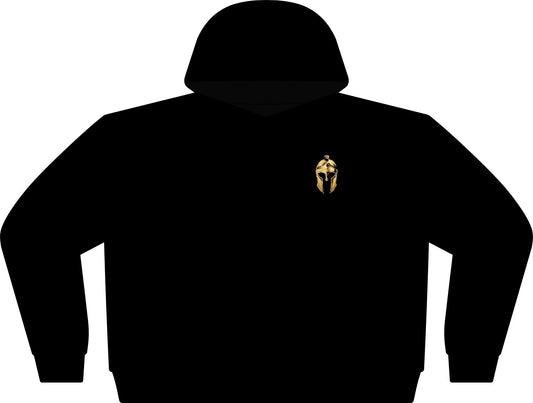 Artifex Legio women's zip hoodie in black with the gold Roman helmet embroidered on the left chest