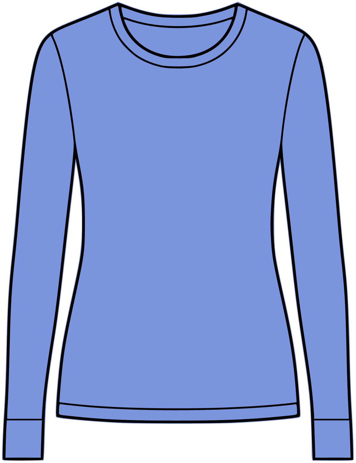 True Royal Heather women's performance long sleeve, plain front view without print
