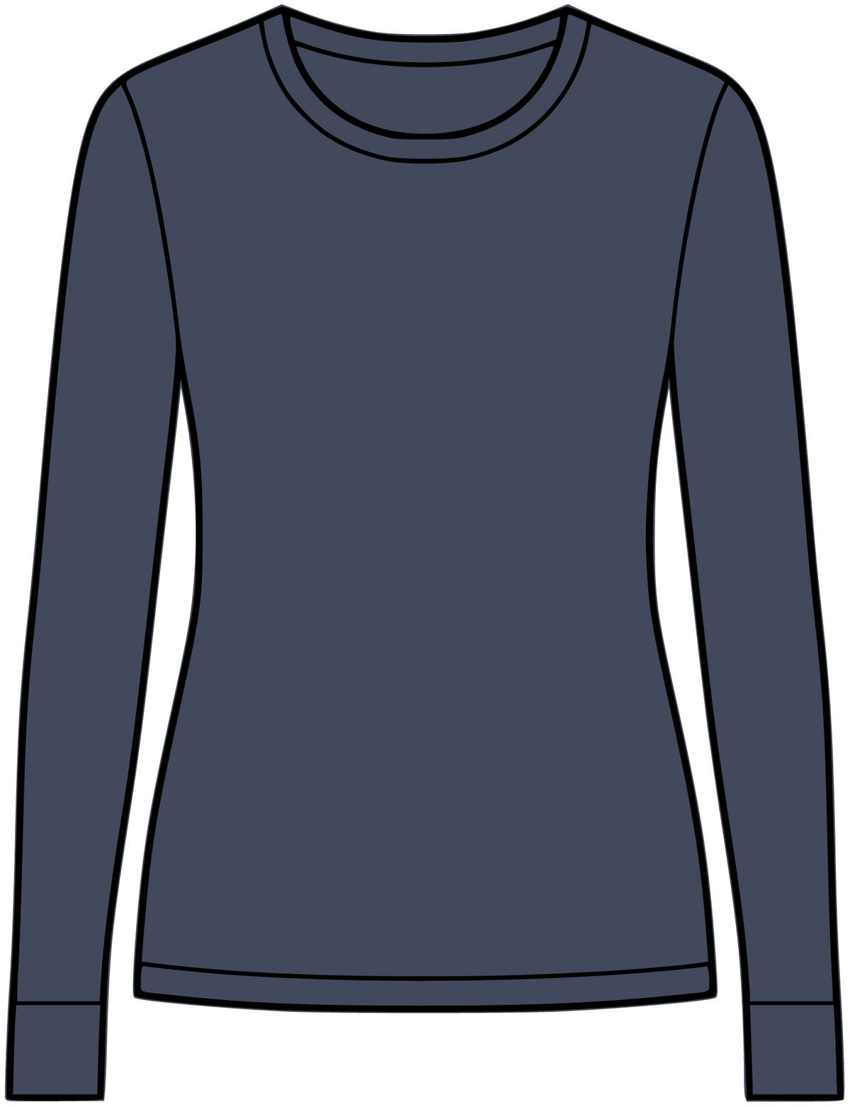 Dark Denim Heather women's performance long sleeve, plain front view without print