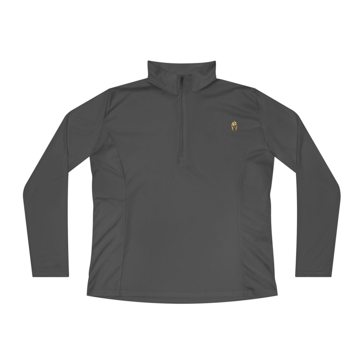 Artifex Legio women's performance quarter-zip in Iron Grey with the gold Roman helmet on the left chest