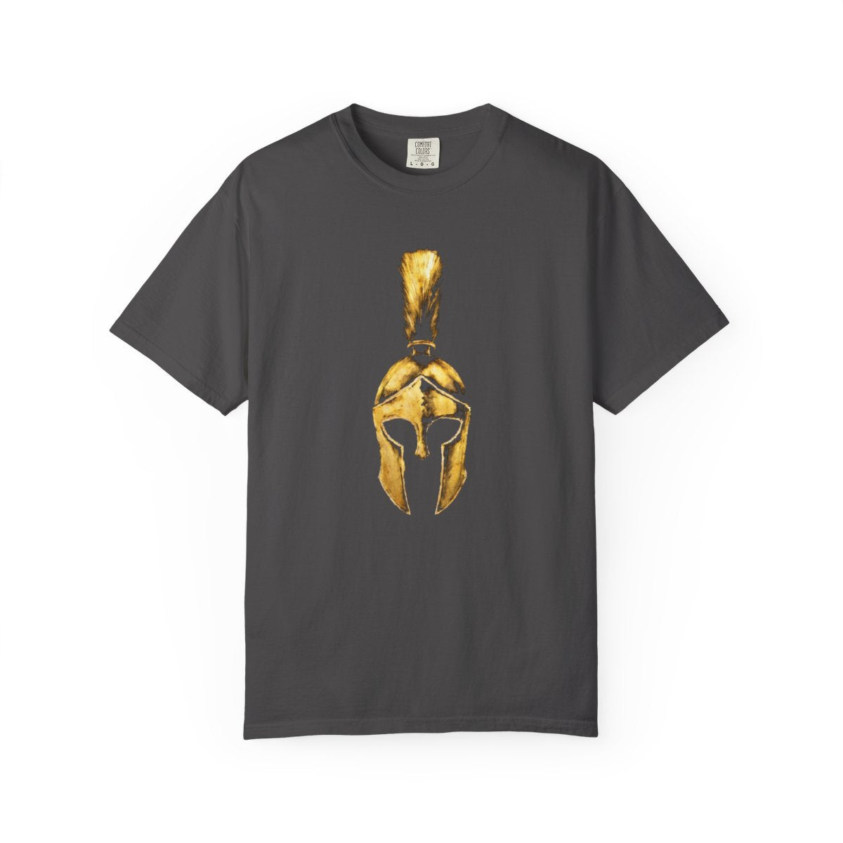 Graphite casual tee with the gold Praetorian helmet on the front