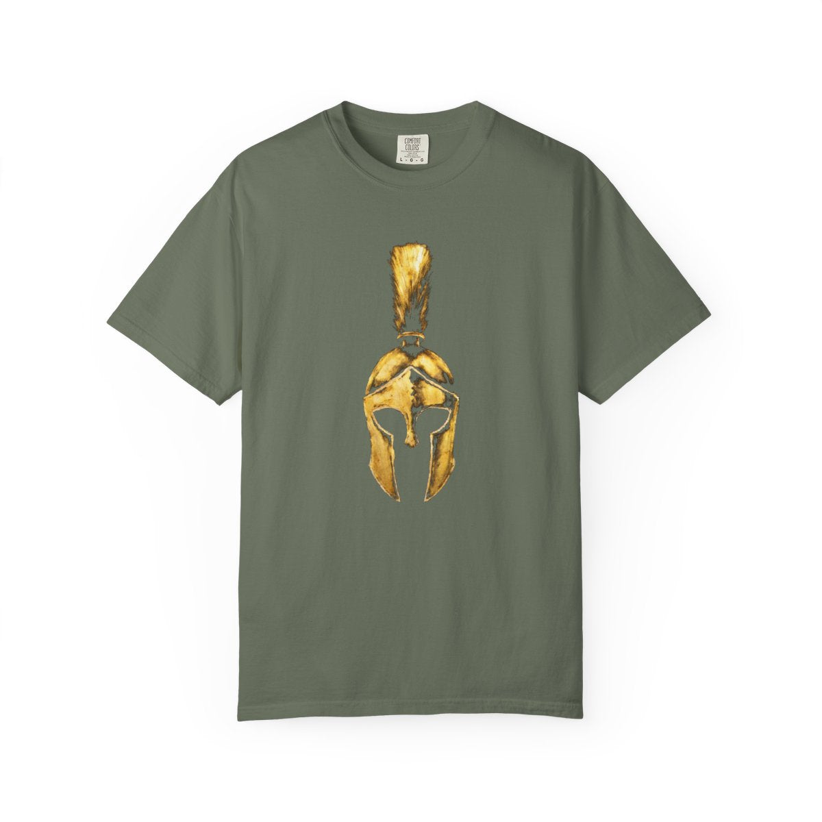Moss casual tee with the gold Praetorian helmet on the front