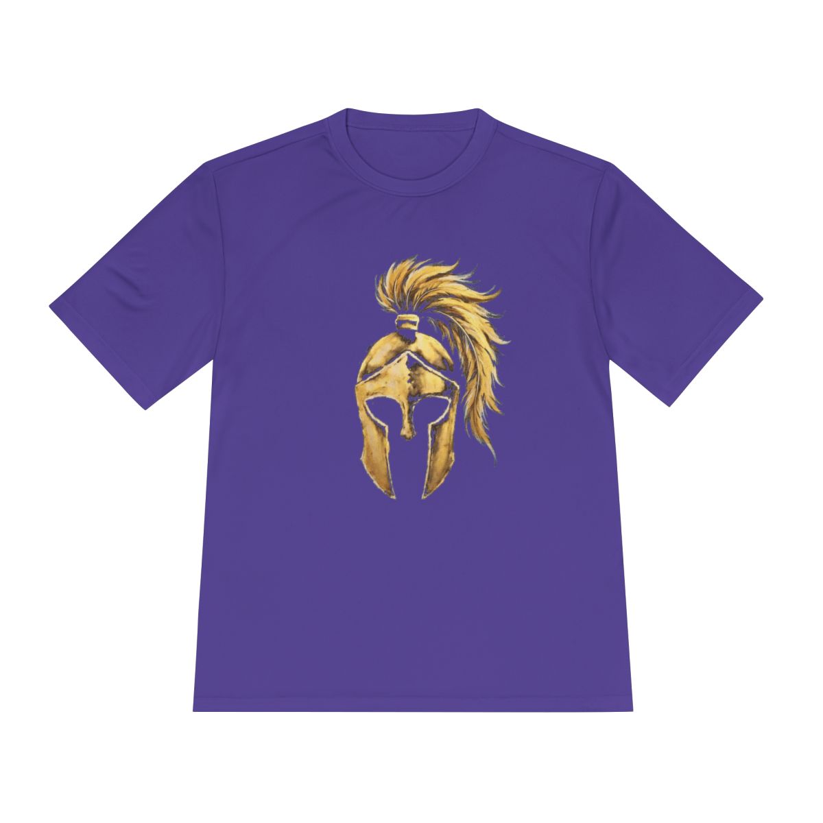 Purple performance tee with the gold Aquila helmet on the front