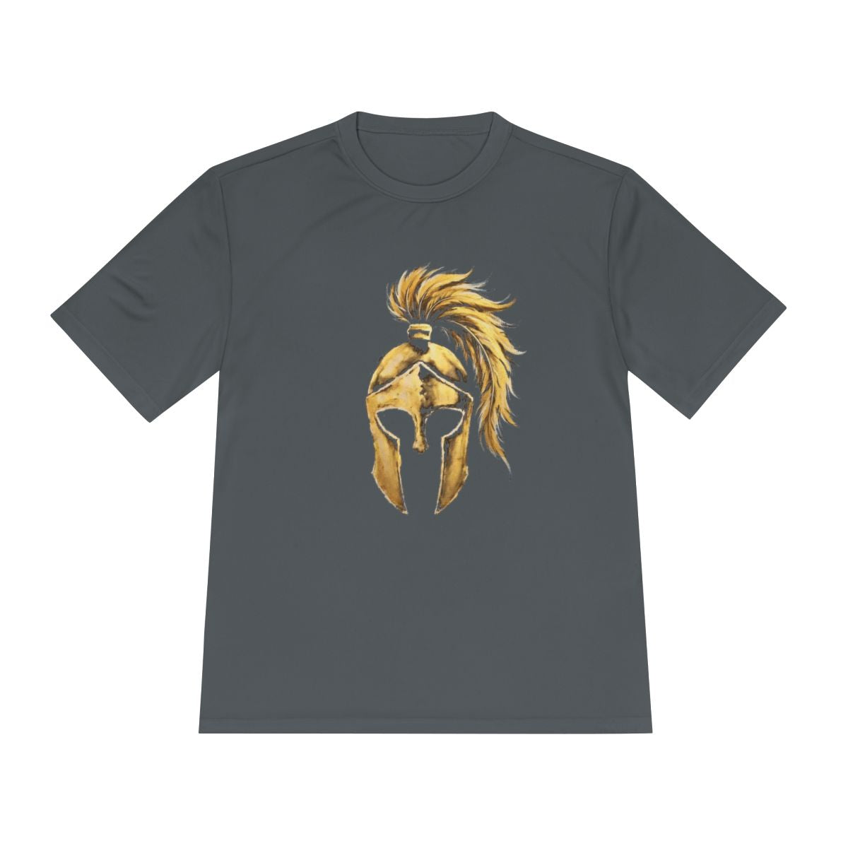 Iron Grey performance tee with the gold Aquila helmet on the front