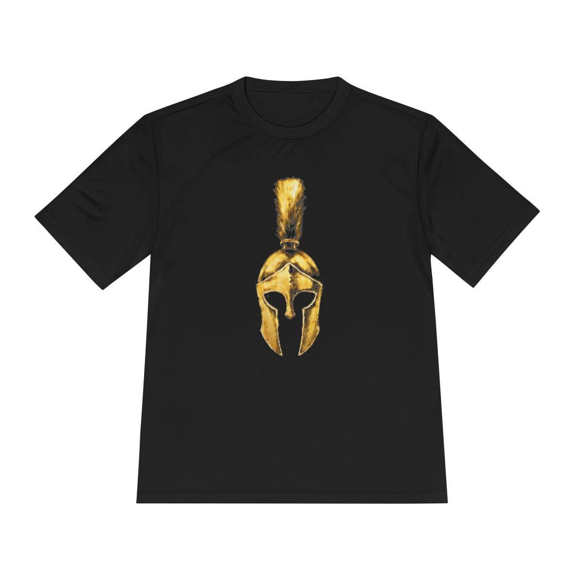 Black performance tee with the gold Praetorian helmet on the front