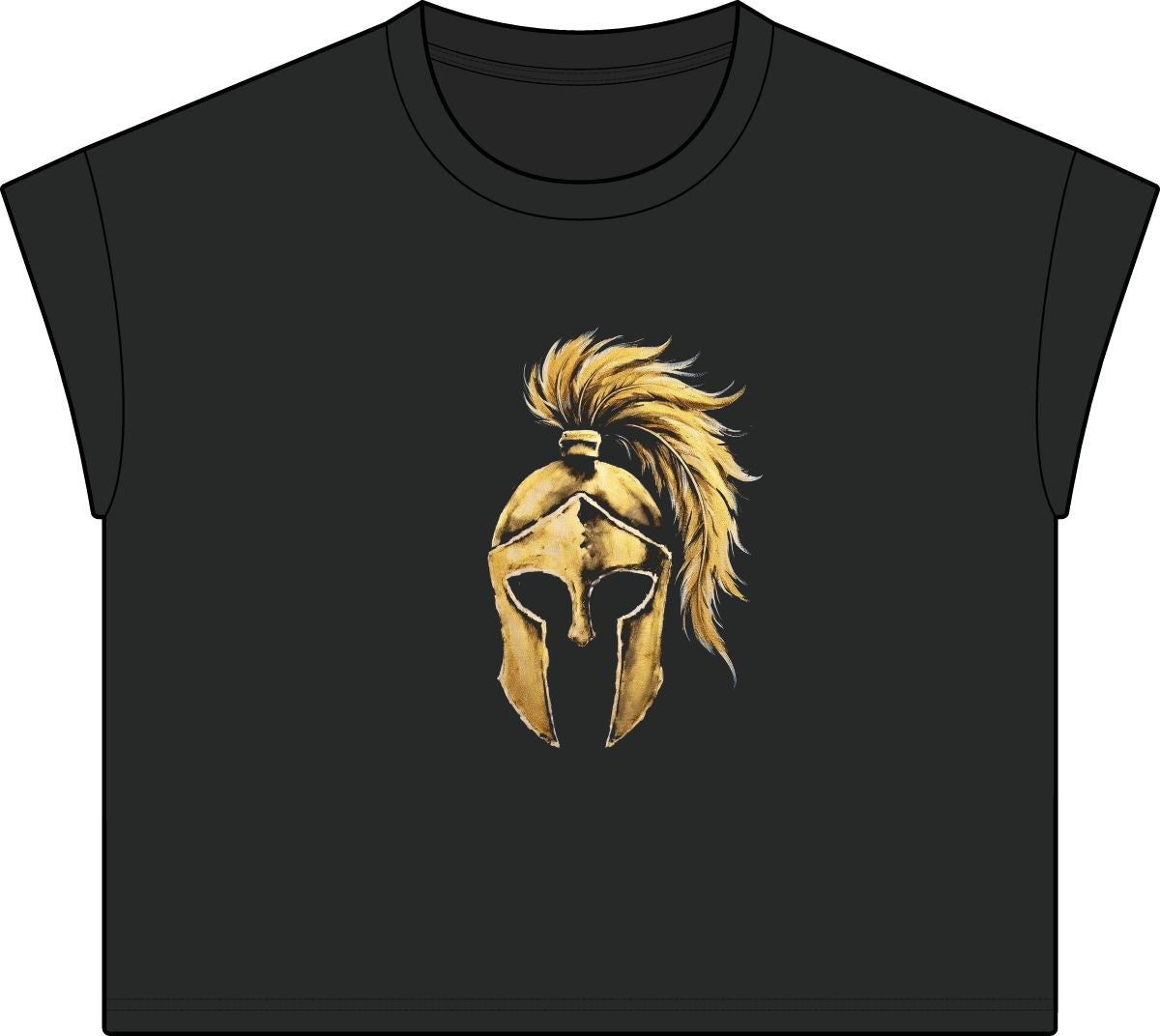 Washed Black women's casual tee with the gold Aquila helmet on the front