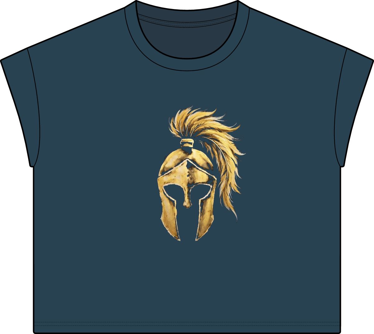 Washed Navy women's casual tee with the gold Aquila helmet on the front