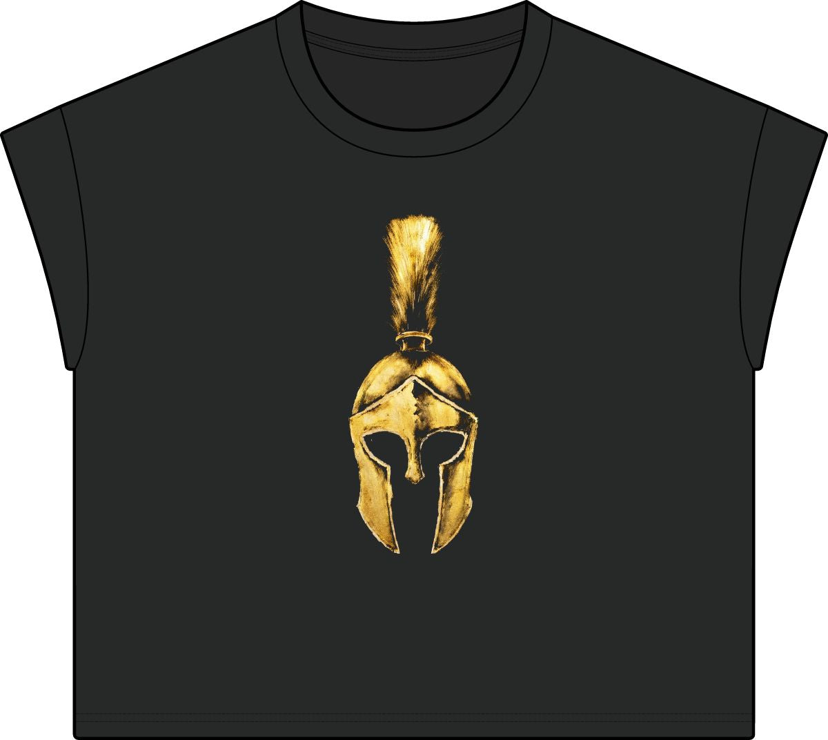 Washed Black women's casual tee with the gold Praetorian helmet on the front