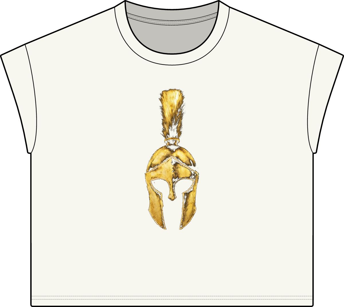 Washed Natural women's casual tee with the gold Praetorian helmet on the front