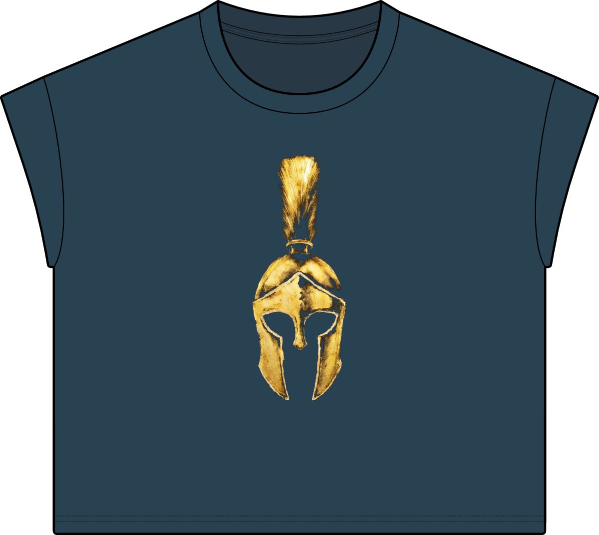 Washed Navy women's casual tee with the gold Praetorian helmet on the front