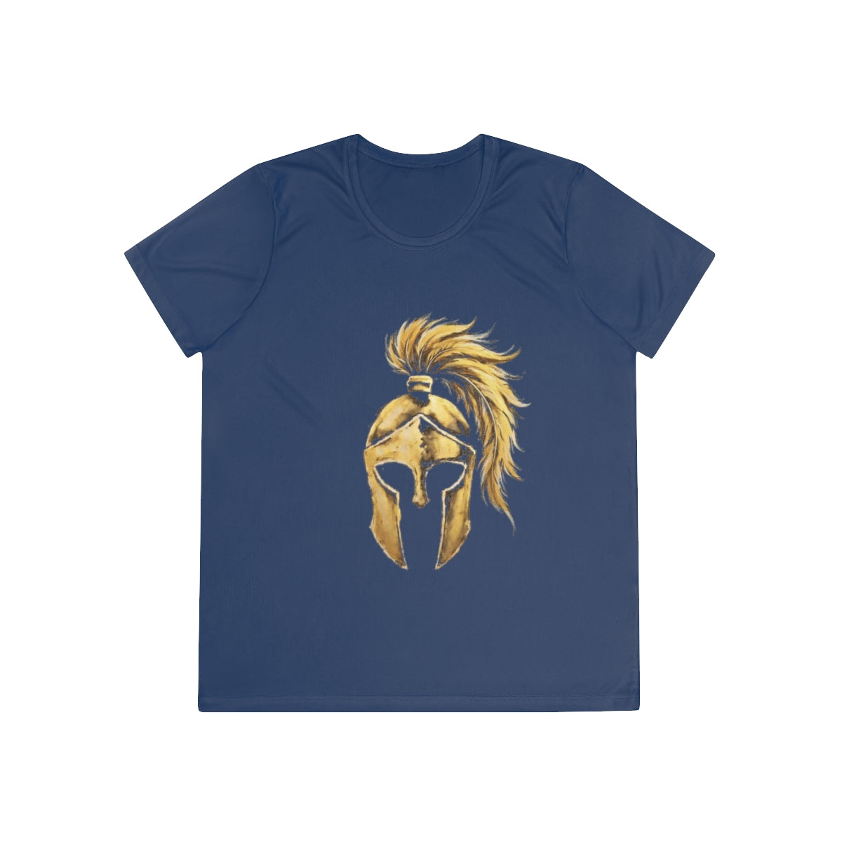 True Navy women's performance tee with the gold Aquila helmet on the front