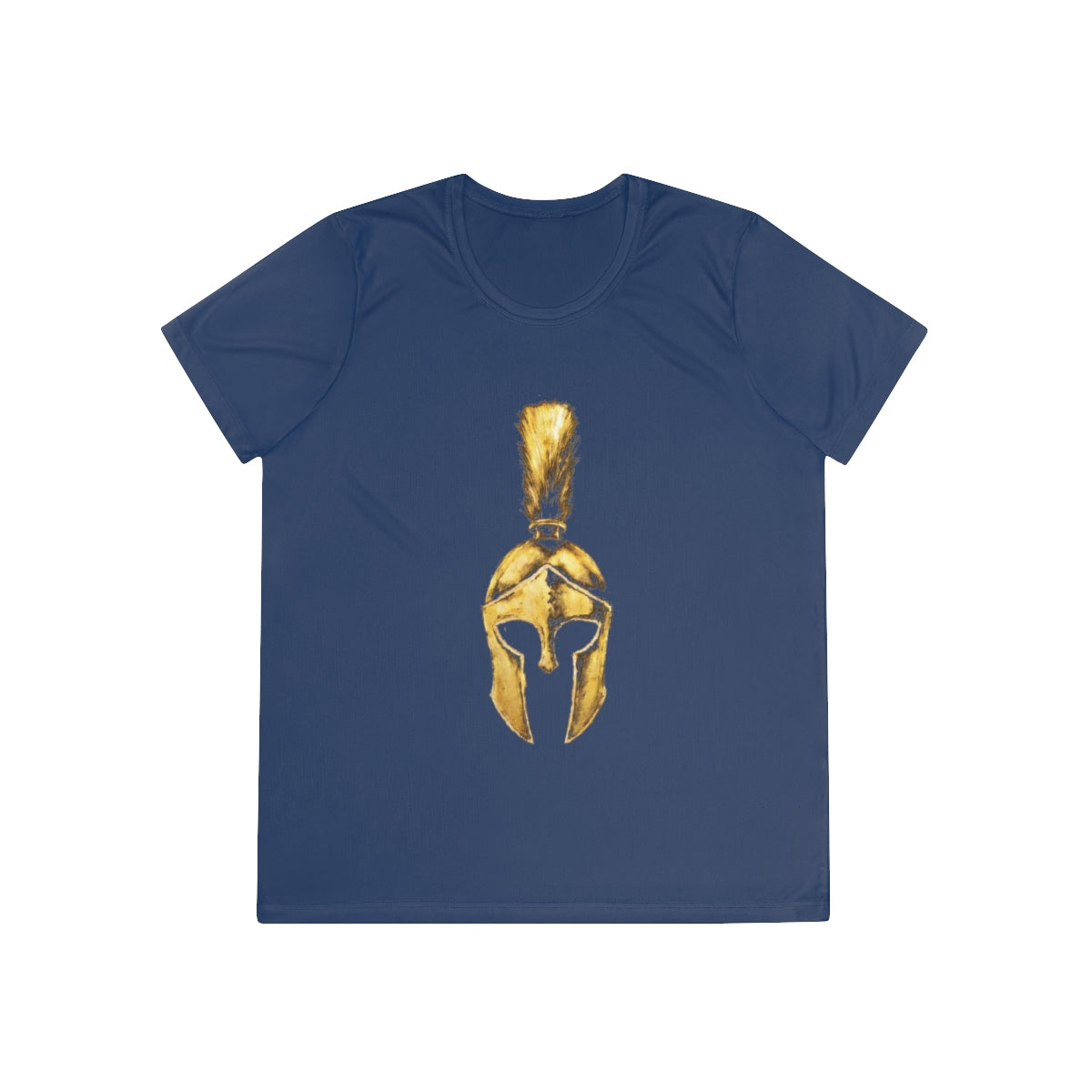 True Navy women's performance tee with the gold Praetorian helmet on the front